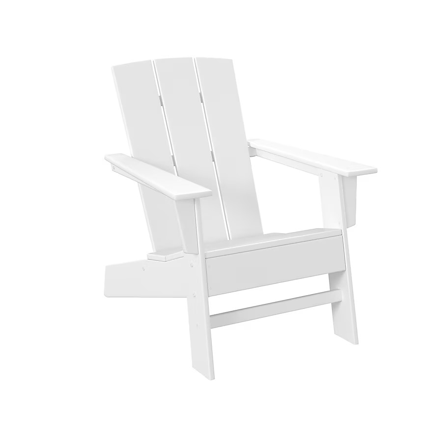allen + roth by POLYWOOD Oakport White HDPE Frame Stationary Adirondack Chair with Slat Seat | Lowe's
