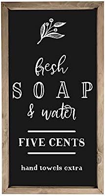 Fresh Soap And Water Framed Rustic Wood Farmhouse Wall Sign 10x19 | Amazon (US)