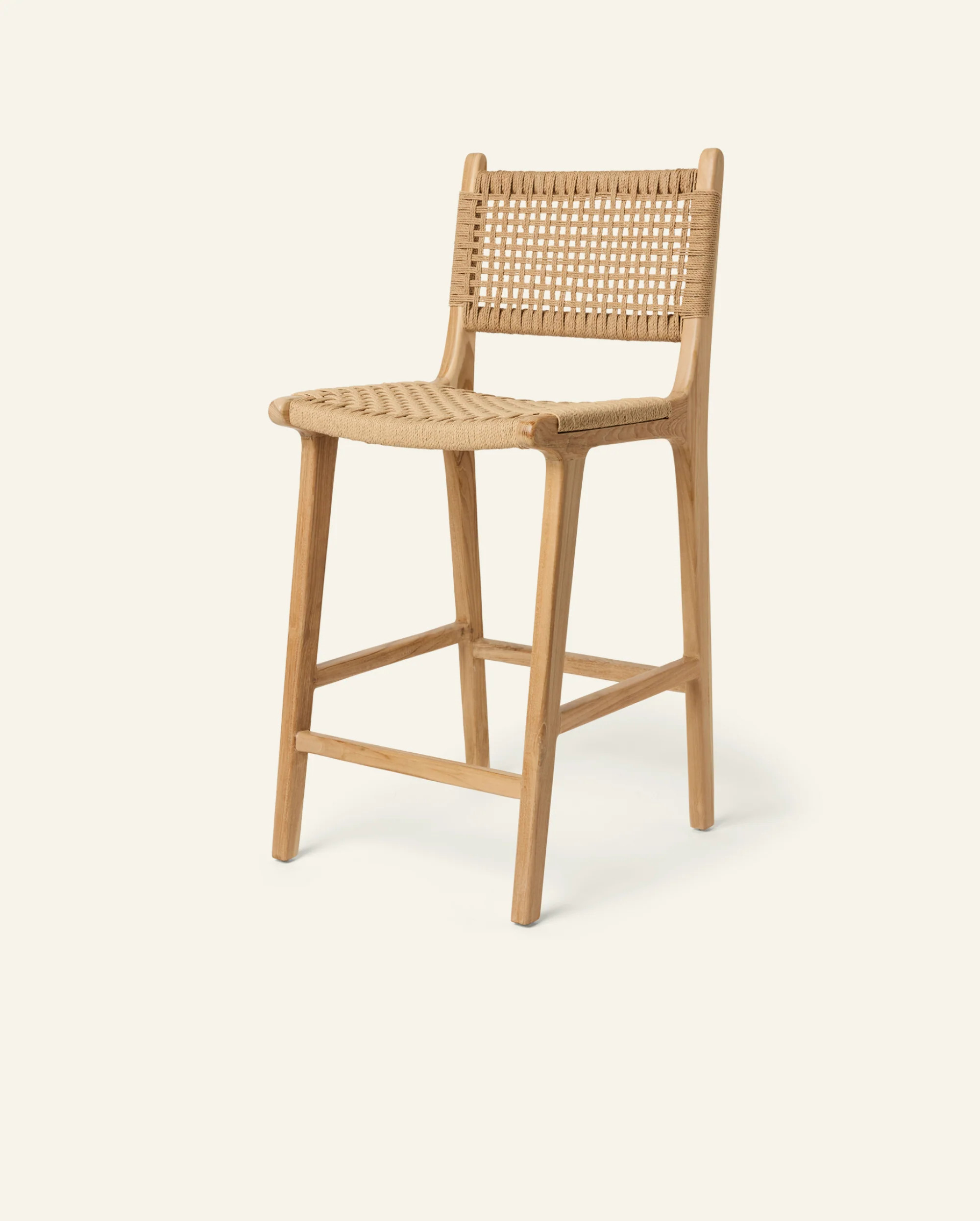 Stool #2 - Counter Stool in Teak with Paper Cord | Häti Home