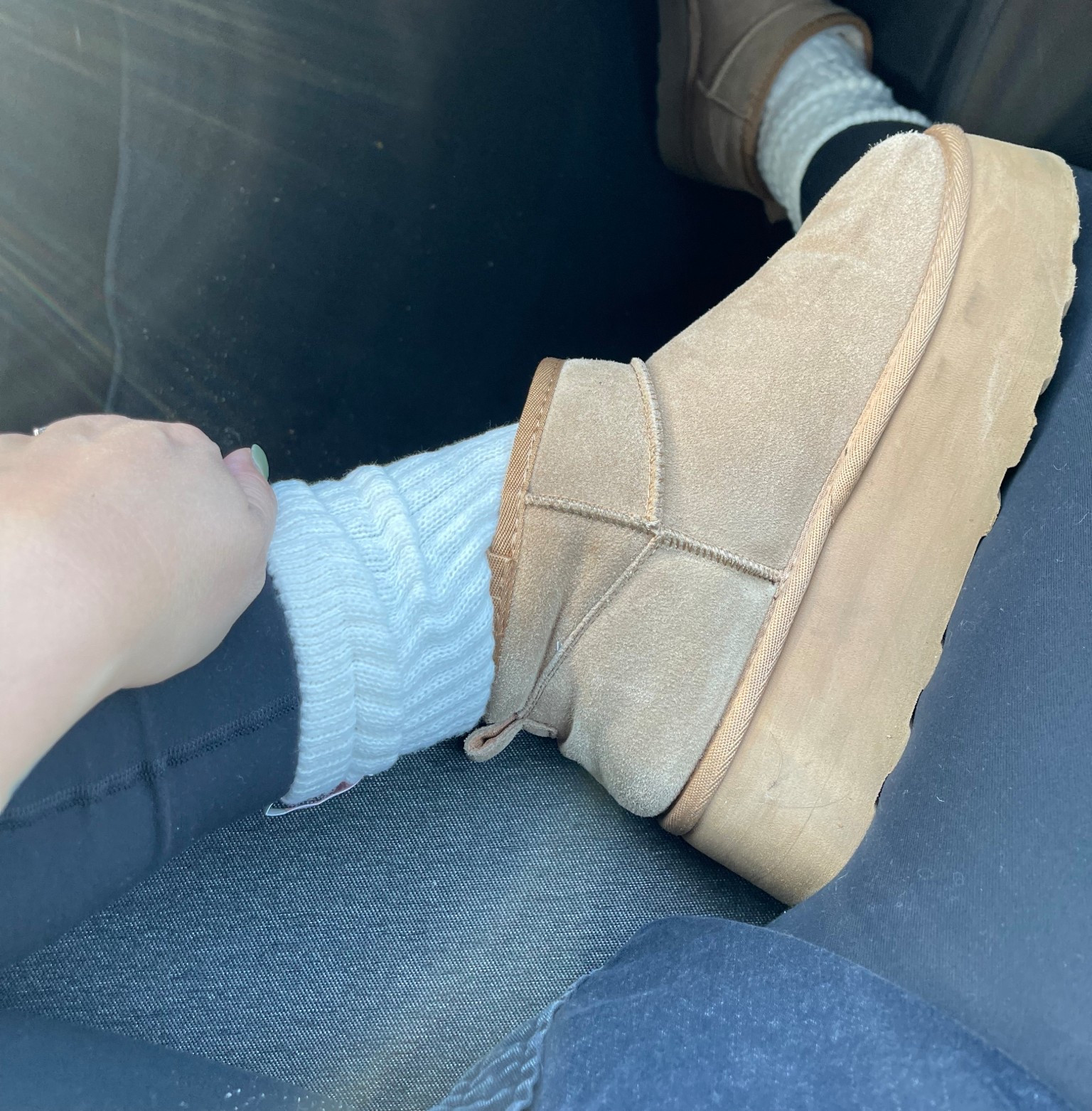 The coziest socks EVER. The feel life but they’re affordable compared to cashmere. Love pairing them with boots and platform uggs  

#LTKMidsize #LTKootd