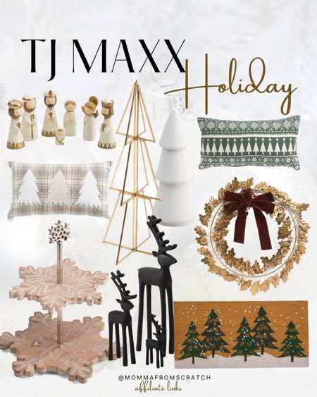 Tjmaxx holiday decor that is budget friendly and on trend! So many pretty Christmas trees, reindeer, gold wreath, Christmas pillows and more! 

#LTKhome #LTKfindsunder50 #LTKHoliday