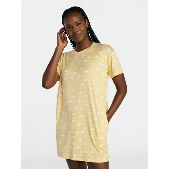 Joyspun Women's Dreamy Soft Collection Short Sleeve Sleepshirt, Sizes S/M-2X/3X | Walmart (US)