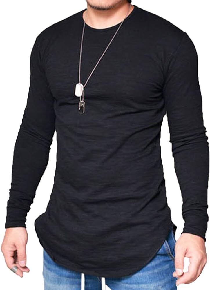 Mens Long Sleeve Hipster Hip Hop Basic Henley T Shirt for Men | Amazon (US)
