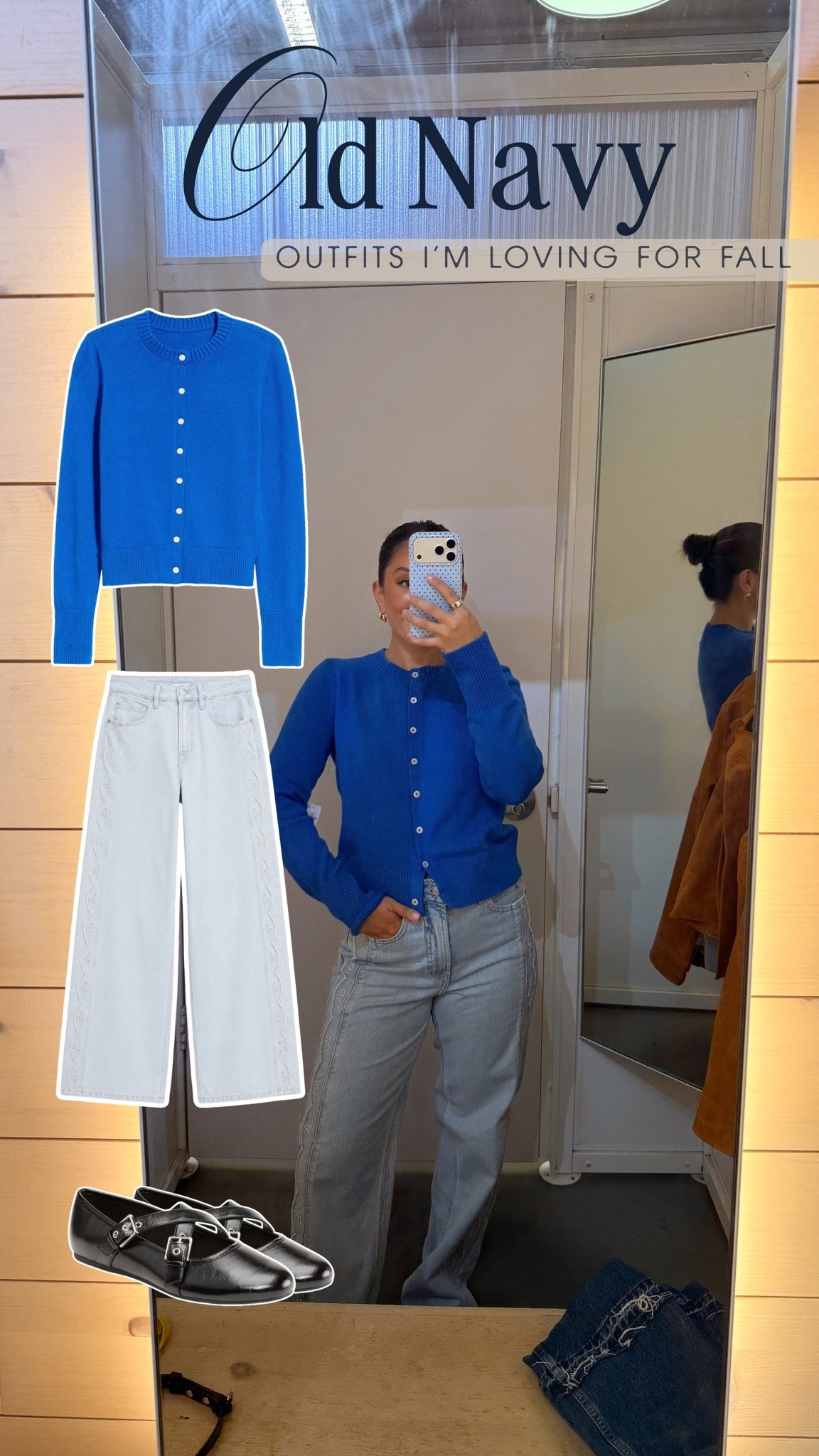 Old Navy outfits I’m loving for fall: jeans and a cardigan

In size small cardigan, 4 jeans 

—right now old navy has a sale going on for 50% off EVERYTHING! 



Sales, Fall Outfit Inspo, OOTD, mirror selfie, seasonal fits, women’s fashion, autumn apparel