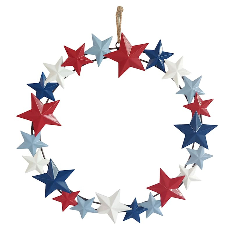 Red White & Blue Metal Star Wreath, 19" | At Home