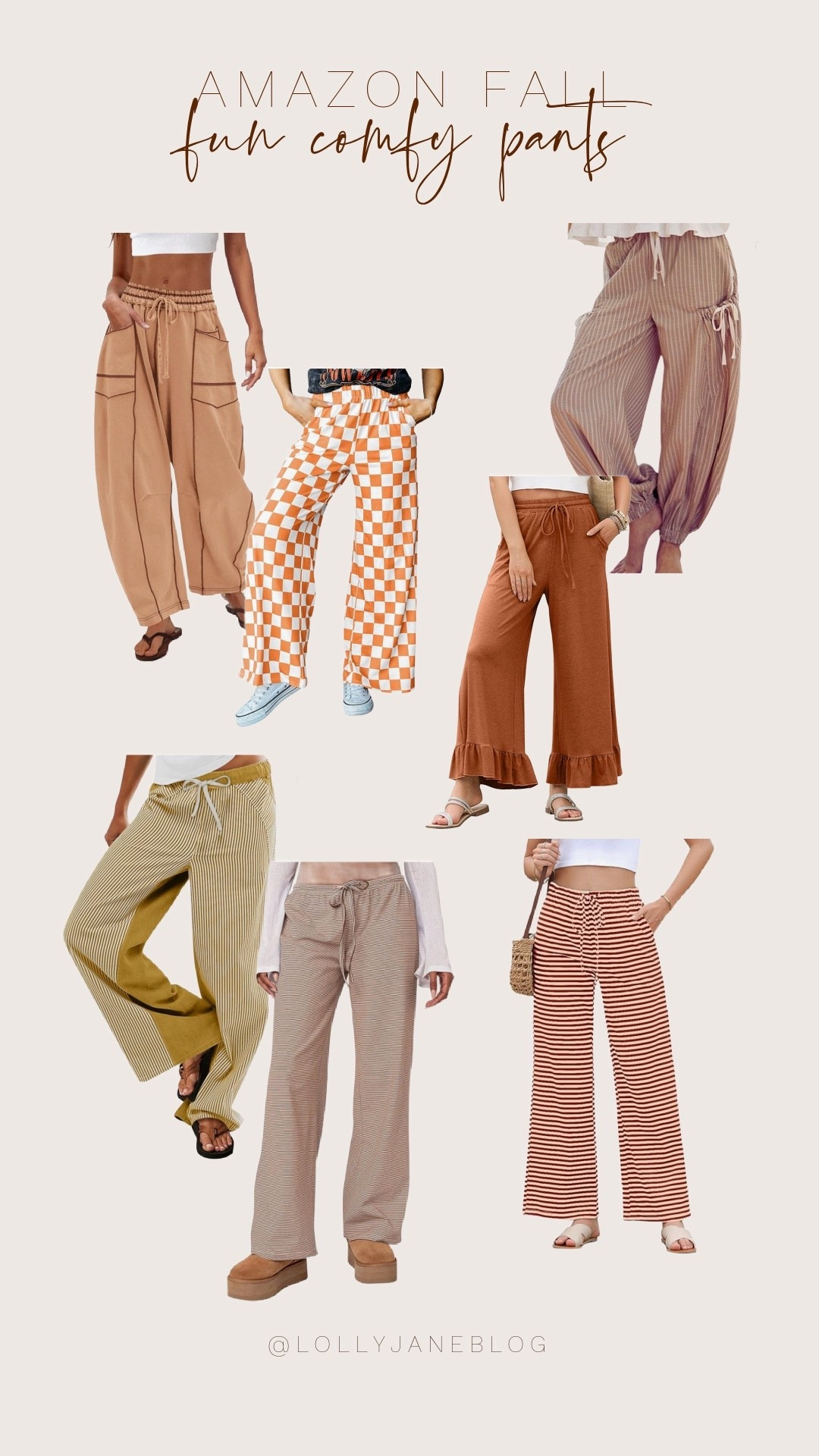 Fall is calling, and so are the comfiest pants from Amazon 🤎🍂 With cozy fabrics, earthy browns, rich rusts, and fun stripes, these pants are perfect for lounging, running errands, or pairing with your favorite oversized sweater. Equal parts stylish and snuggly, they’re the kind of bottoms you’ll reach for on repeat all season long. Yes, they’re that good.

#AmazonFallFinds #CozyPantsSeason #FallStyle #LTKFall #StripedStyle #RustVibes #ComfyAndCute #AmazonFashion

#LTKSeasonal #LTKStyleTip #LTKHome