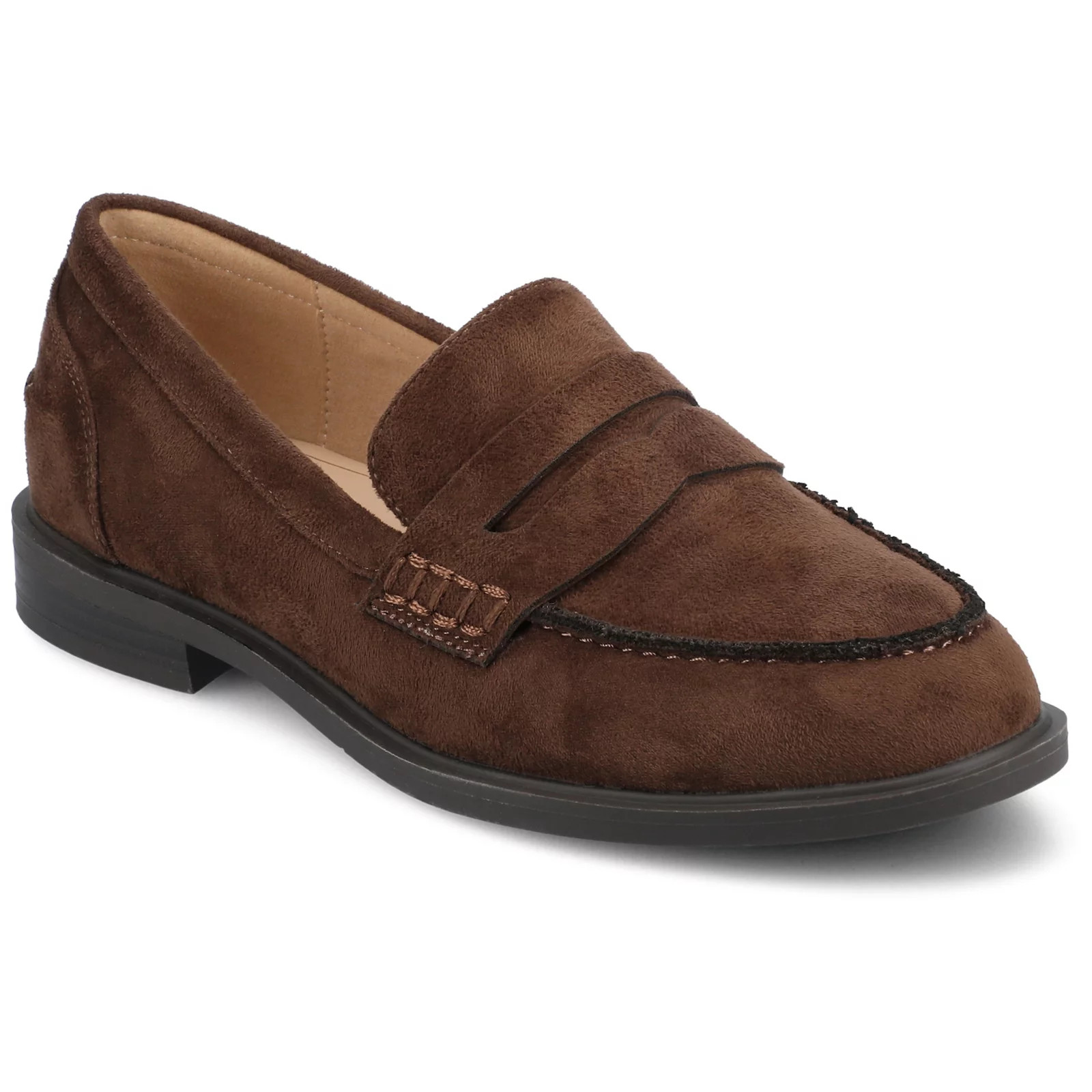 Journee Brooks Women's Round Toe Block Heel Comfort Penny Loafers | Kohl's