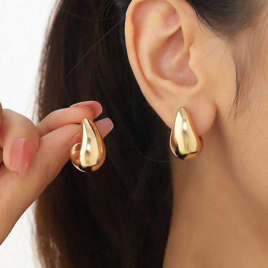 European & American Style Glowing Hollow Out Punk Style Comma & Teardrop Shaped Zinc Alloy Earrin... | SHEIN