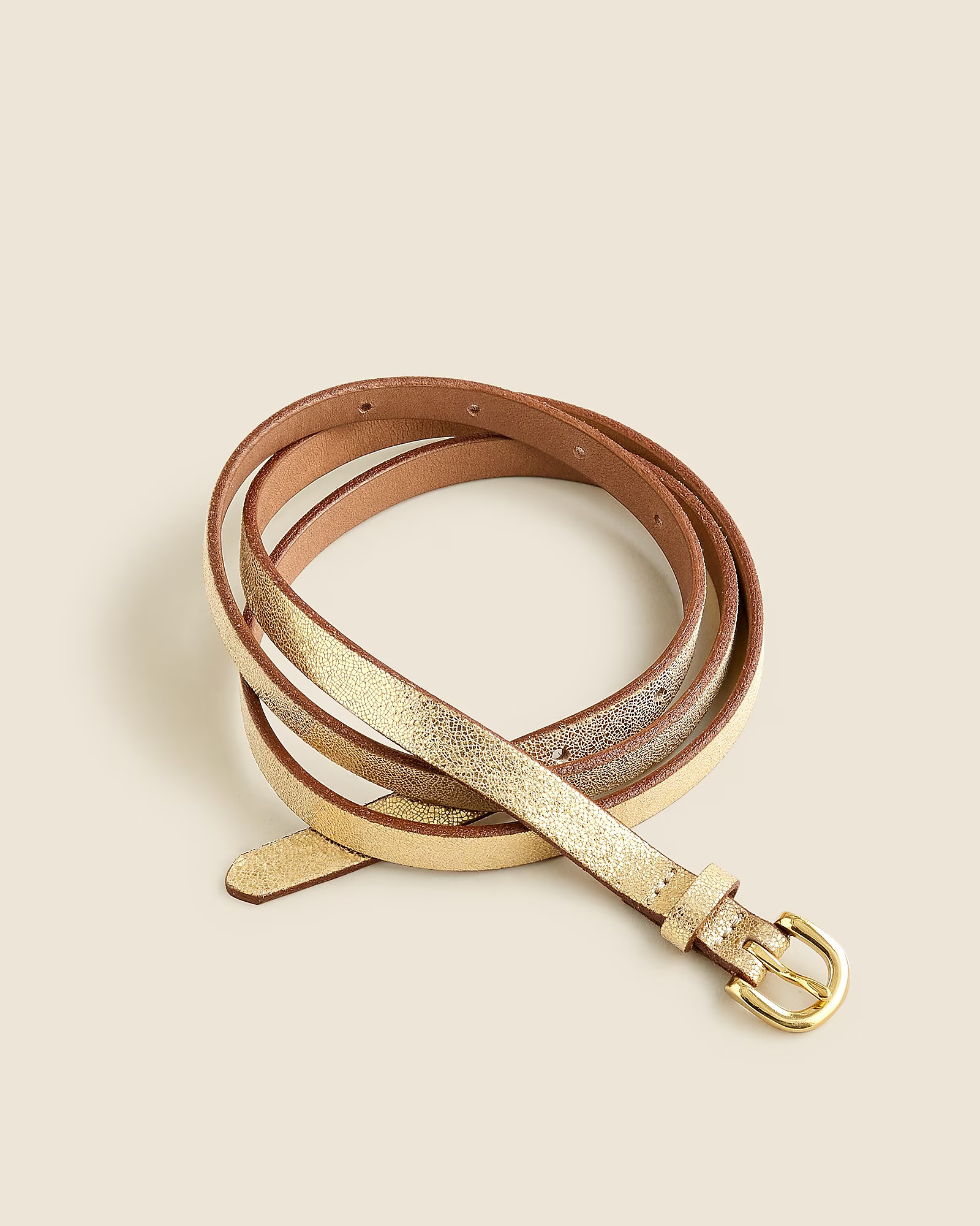 Skinny metallic Italian leather belt | J. Crew US