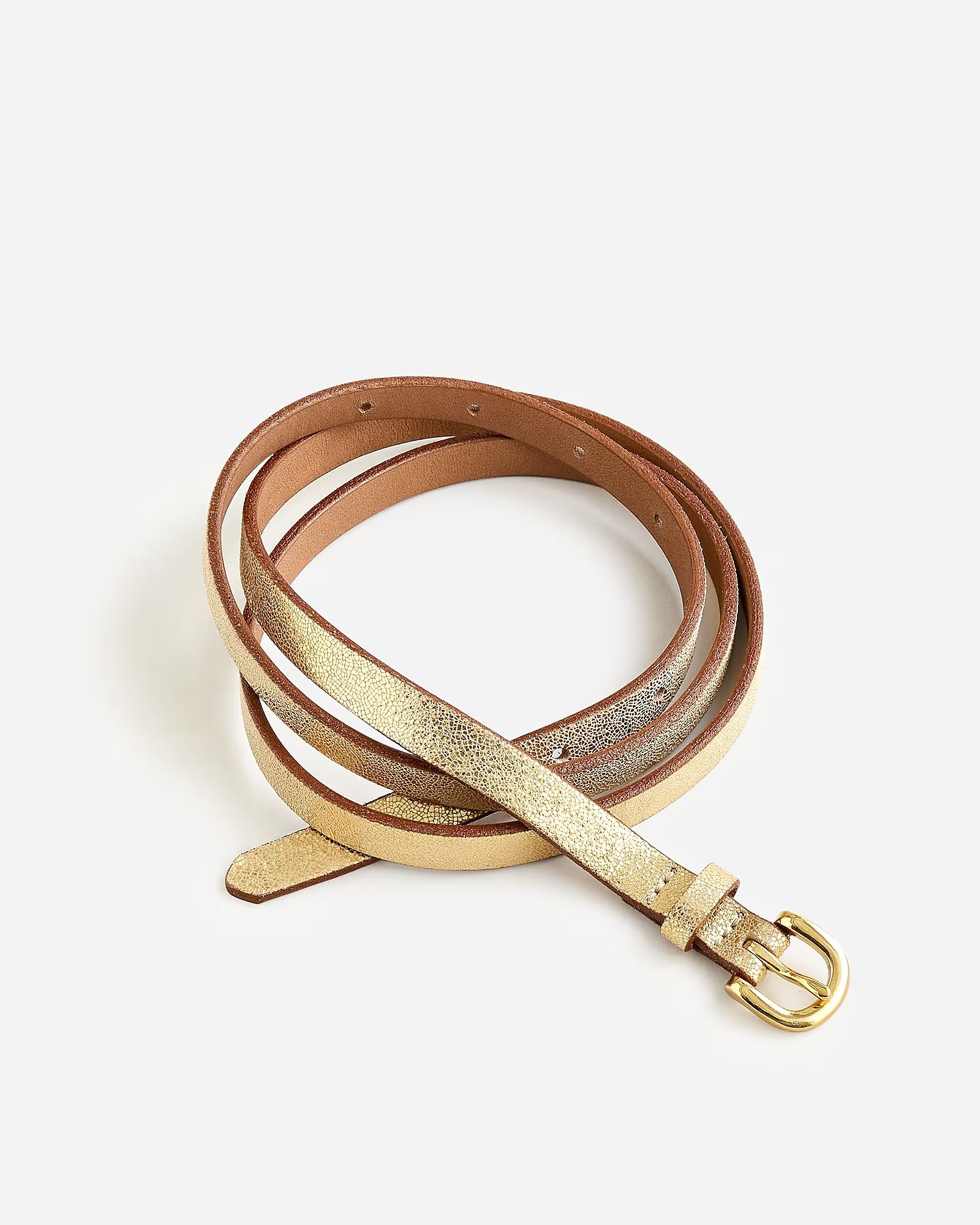 Skinny metallic Italian leather belt | J.Crew US