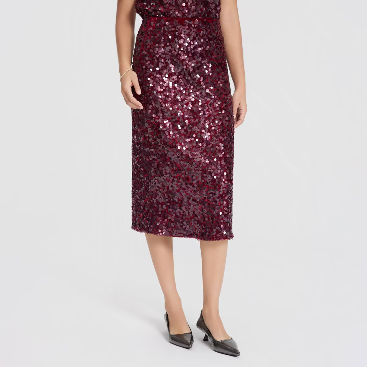 Women's Sequin Pencil Skirt - A New Day™ Burgundy | Target