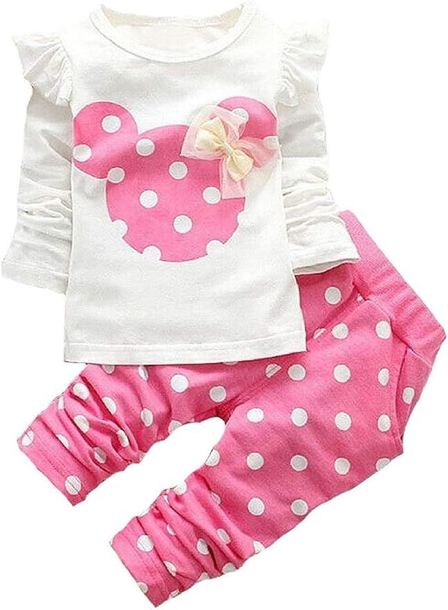 Cute Toddler Baby Girls Clothes Set Long Sleeve T-Shirt and Pants Kids 2pcs Outfits | Amazon (US)