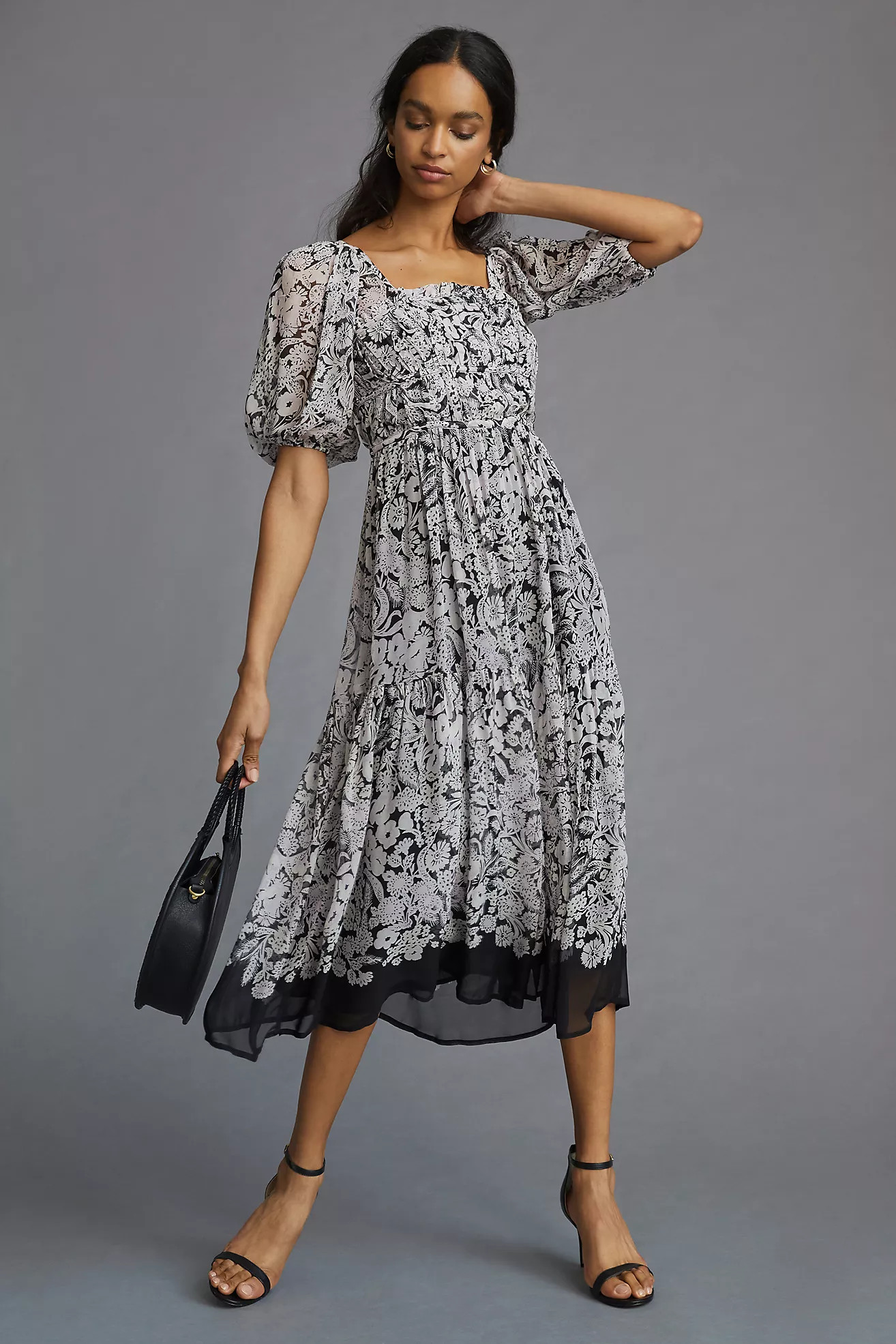 By Anthropologie Squareneck Smocked Midi Dress | Anthropologie (US)