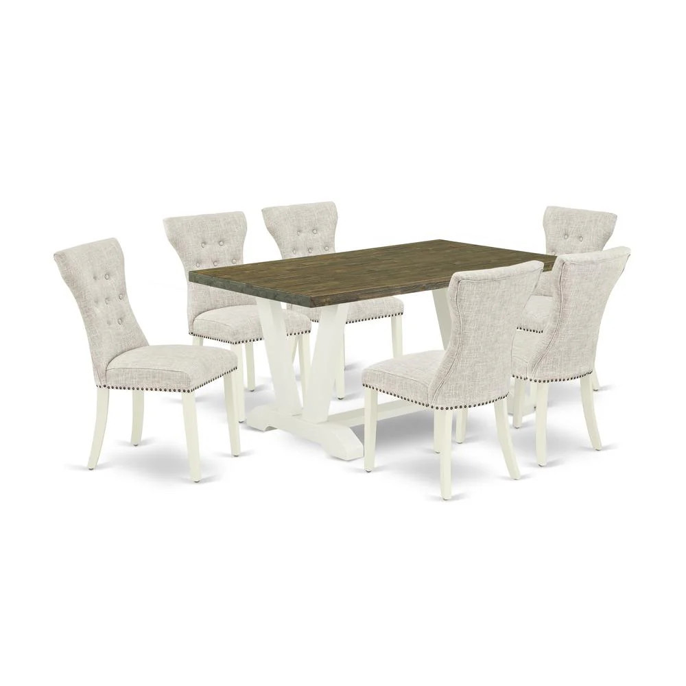 7-Piece Small Dining Table Set - 6 Parson Dining Room Chairs and a Rectangular Dinette Table Hardwood Frame | Shop Simon