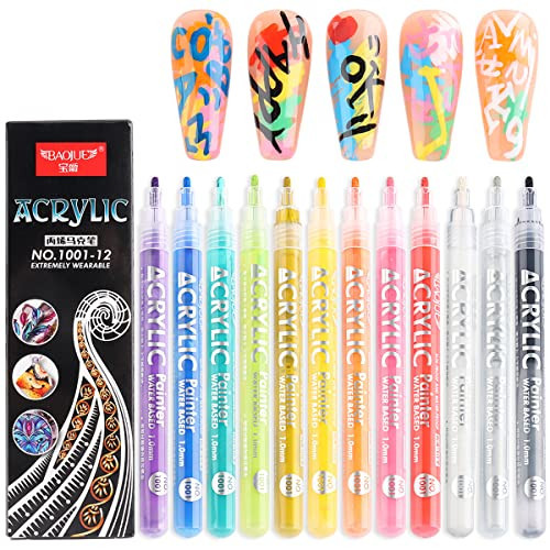 Nail Art Graffiti Pen Set 12pcs Waterproof Drawing Markers Neon Enamels Black White Quick Dry Nail Art Painting Pens DIY Abstract Lines Pen for Nail Salon Supplies | Amazon (US)