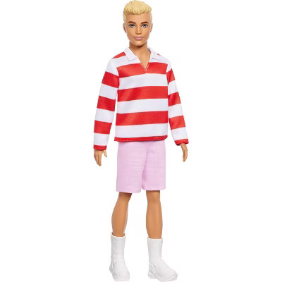 Barbie Fashionistas Ken Doll #241 in Red Striped Top and Pink Shorts with White Sneakers, Blonde | Target