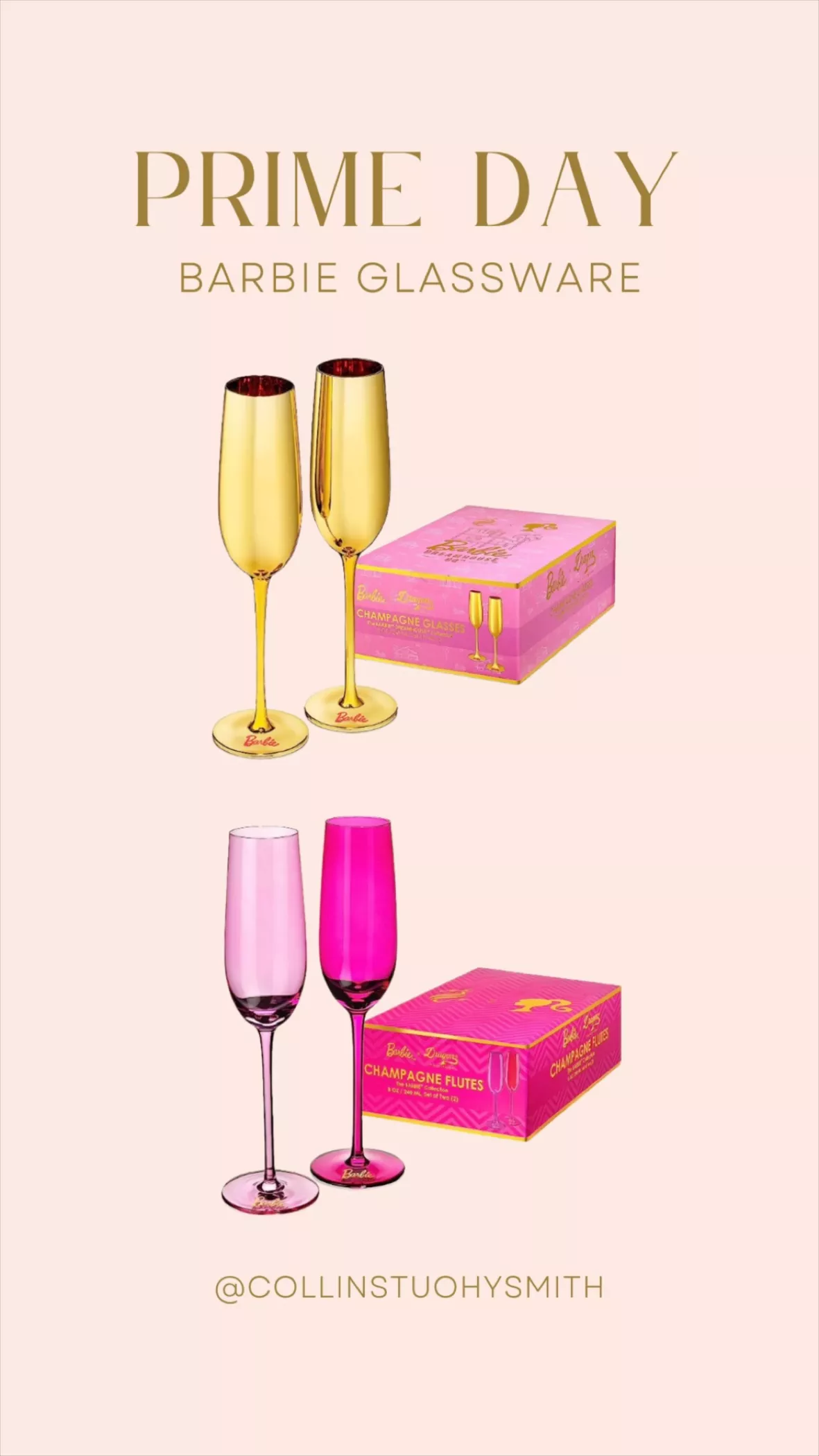 Dragon Glassware x Barbie Champagne Flutes, Barbie