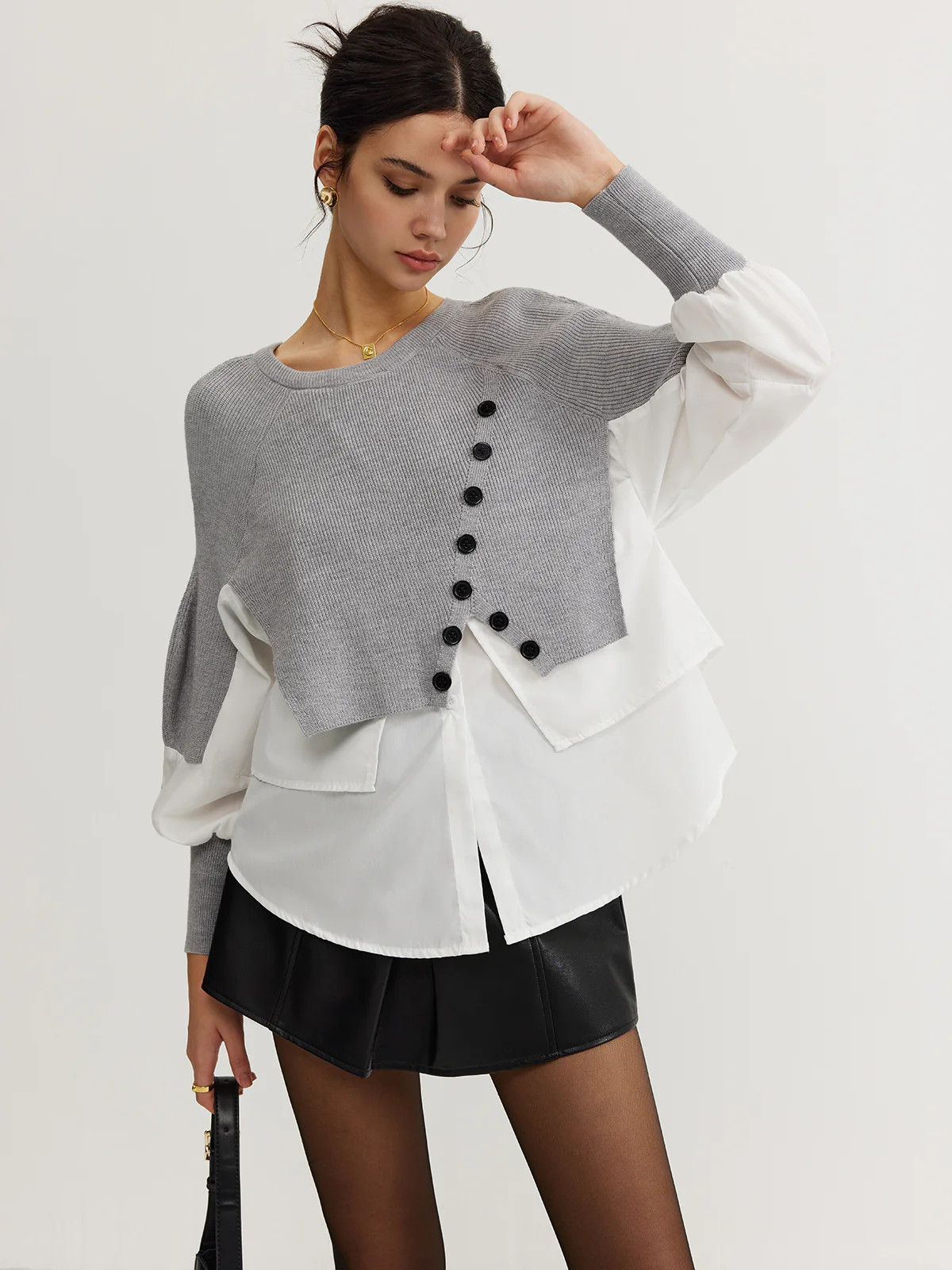 Color Block Panel Knit Top | Commense