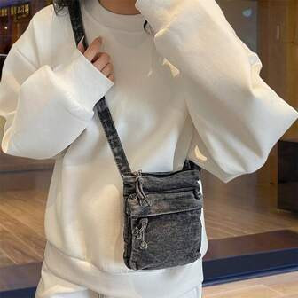 Small Denim Crossbody Bag Fashionable Zipper Shoulder Bag For Women Girls Daily Use | SHEIN