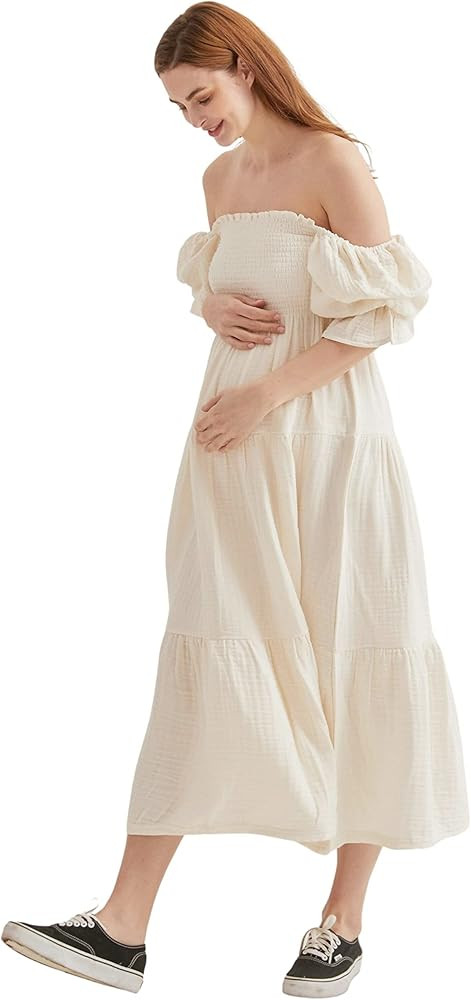 NOTHING FITS BUT Women’s Classic Nursing Kiko Dress, Modal Muslin Maternity Gown for Baby Showe... | Amazon (US)