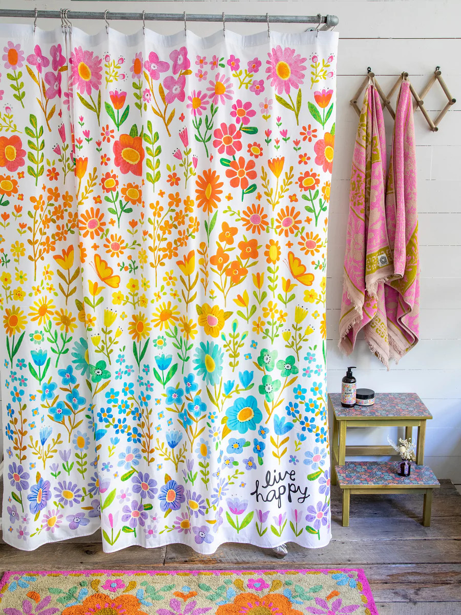 Boho Shower Curtain - Live Happy | Natural Life