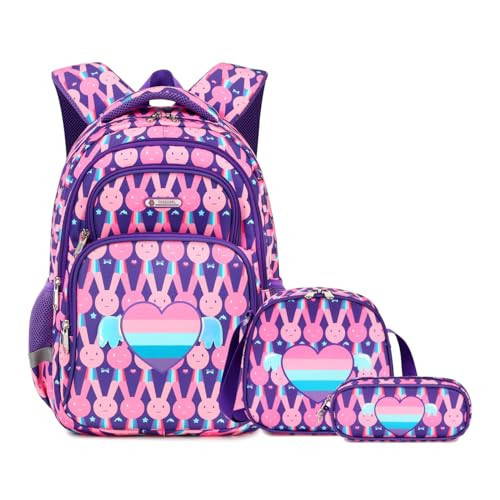 Cusangel Kids Backpack Set with Lunch Box Pencil Case, Cute Rabbit School Book Bag for Kids Elementary Preschool | Amazon (US)