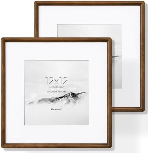 12x12 Picture Frame with HD Tempered Glass, USA-Sourced Walnut Wood Photo Frame Matted to 8x8, Ro... | Amazon (US)