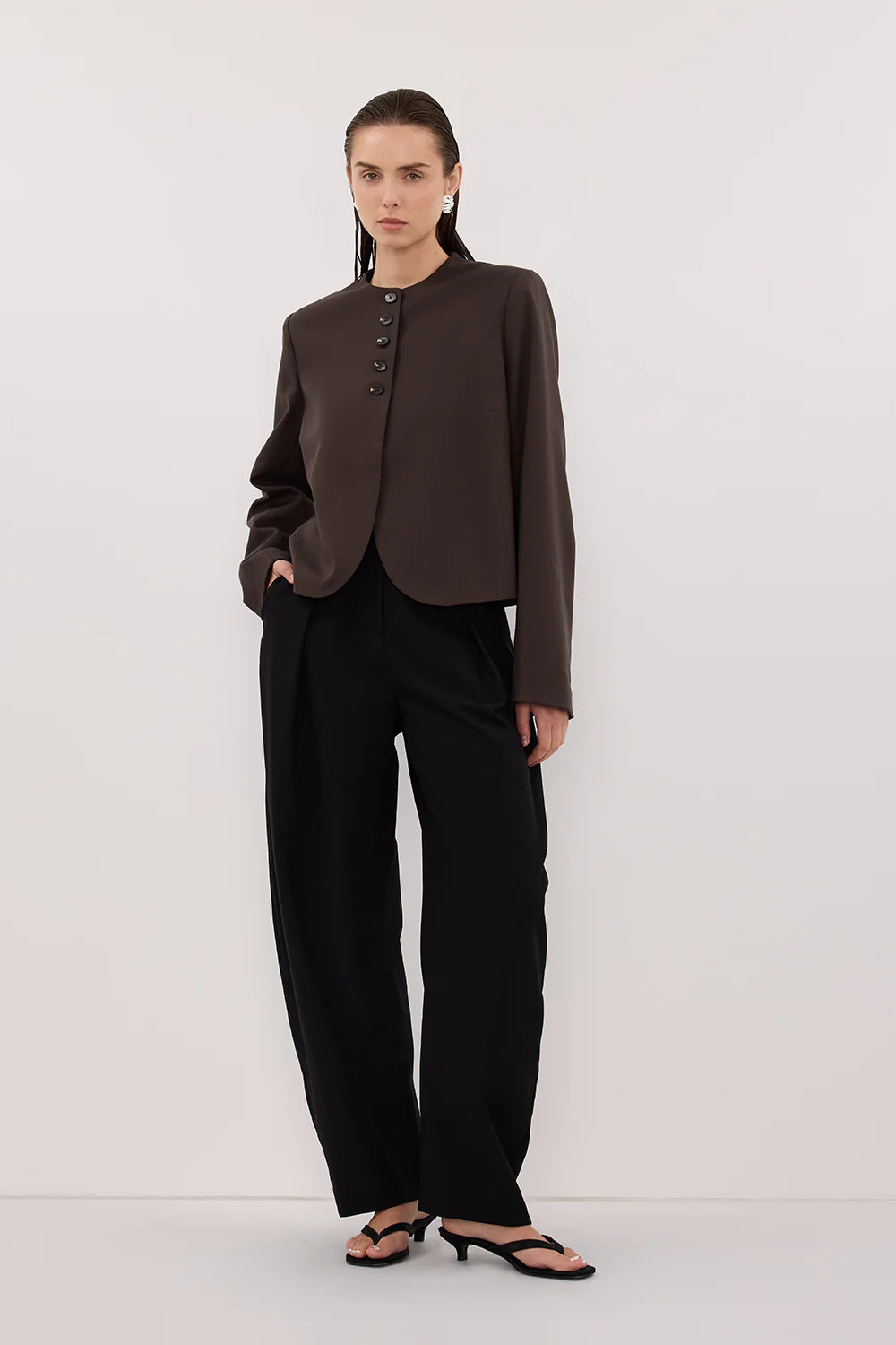 Ryan Bitter Choc Oversized Cropped Blazer | DISSH