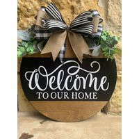 Door Hanger, Welcome To Our Home Door Hanger, Wreath, Everyday Front Decor, Housewarming Gift | Etsy (US)