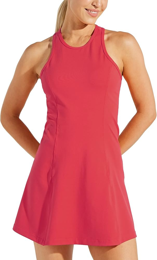 Willit Women's Exercise Dress Sleveless Tennis Athletic Dress High Neck Workout Dress with Shorts | Amazon (US)