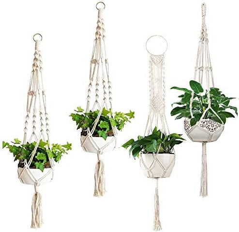 Macrame Plant Hangers, ZOUTOG Set of 4 Indoor Hanging Planter, Handmade Hanging Plant Holder - 43... | Amazon (US)