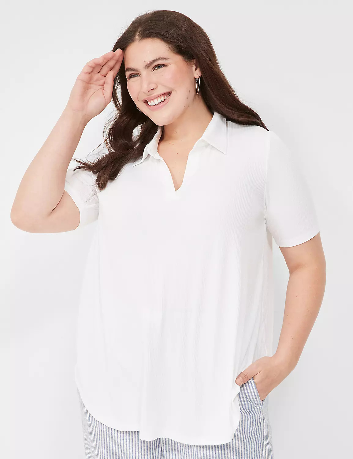 WV Elbow Sleeve Split Neck Swing Po | LaneBryant | Lane Bryant (US)