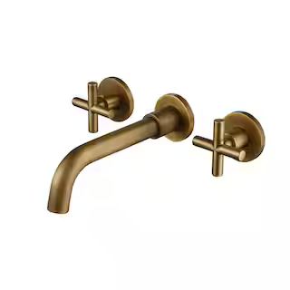 Single Hole Double-Handle Wall Mount Bathroom Faucet in Antique Brass | The Home Depot