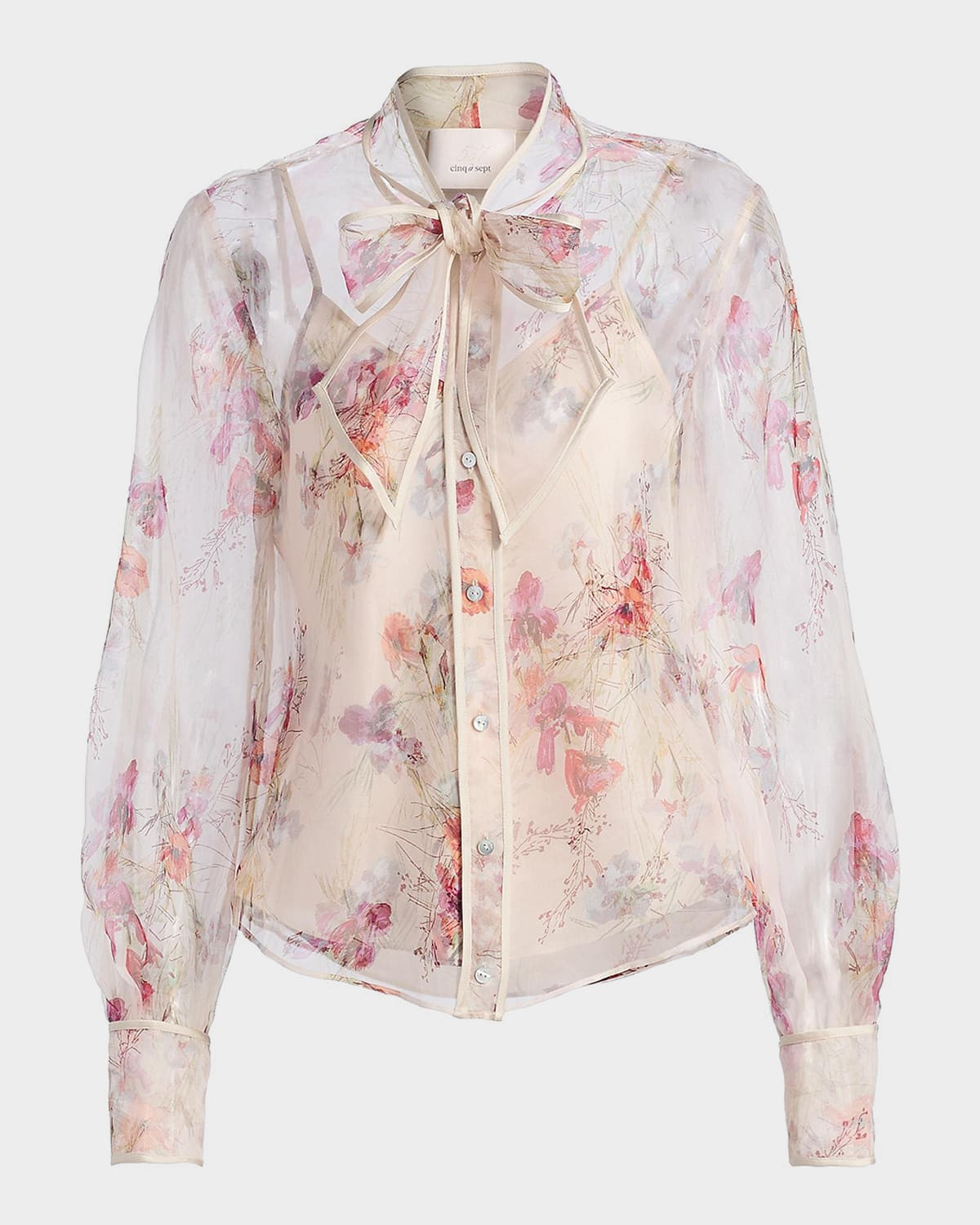 Farouz Iris Bouquet Silk Organza Top | Neiman Marcus