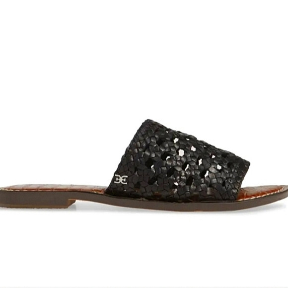 Sam Edelman Genovia Croc Black Woven Slides 10 Black Tan Brown | Poshmark