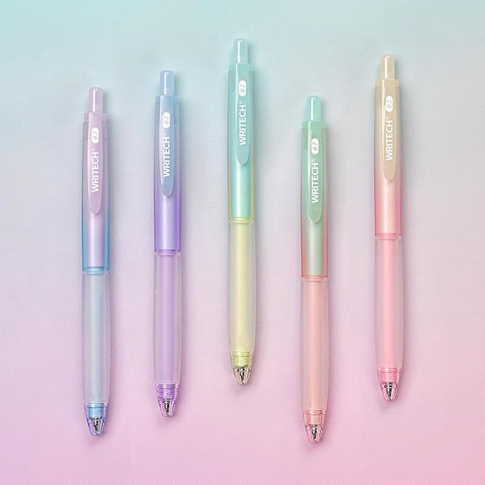 WRITECH Retractable Gel Ink Pens: 0.7mm Fine Point Black-Ink Aesthetic Gradient Color Barrel Soft... | Amazon (US)