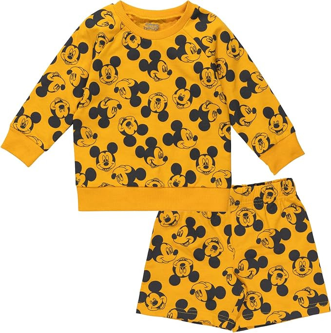 Disney Mickey Mouse Donald Duck Goofy French Terry Sweatshirt and Shorts Newborn to Big Kid | Amazon (US)