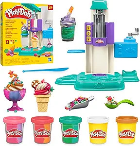 Play-Doh Rainbow Swirl Ice Cream Playset with 7 Pretend Play Kitchen Accessories, Arts and Crafts... | Amazon (US)