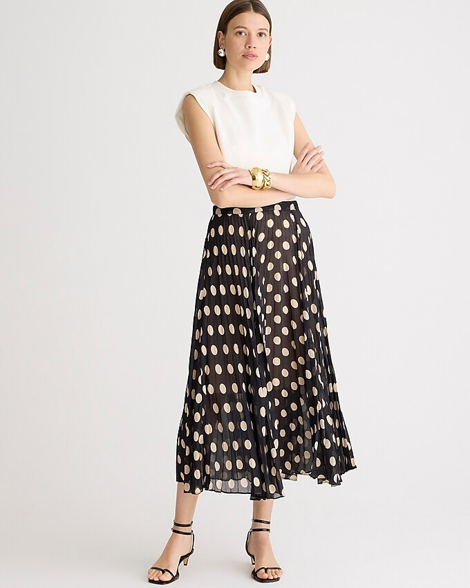 Gwyneth pleated skirt in dot chiffon | J. Crew US