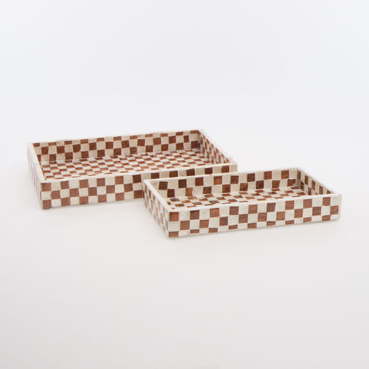 Wooden & Capiz Checkerboard Trays | TK Maxx