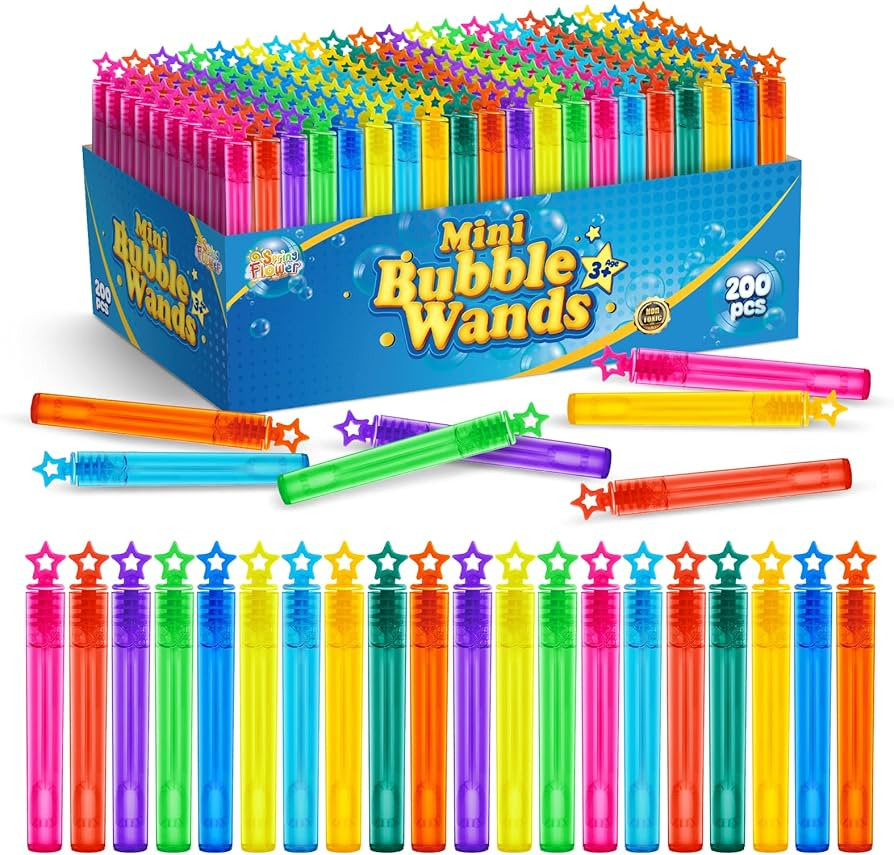 200 Pieces Mini Bubble Wands, Party Favors Assortment Toys for Kids,Themed Birthday, Halloween, G... | Amazon (US)