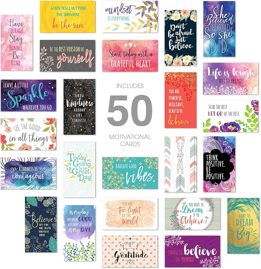 Inspirational Quote Cards/Business Card Size / 50 Positivity Cards / 25 Uplifting Designs | Amazon (CA)