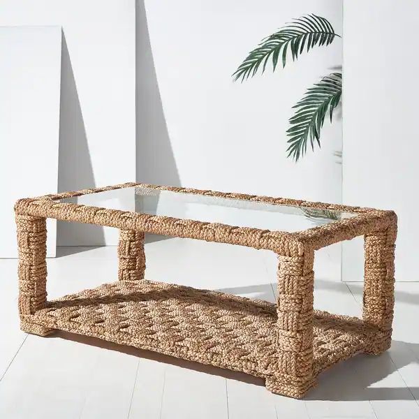 SAFAVIEH Couture Christi Tropical Coastal Boho Water Hyacinth Coffee Table - 44 in. W x 24 in. D ... | Bed Bath & Beyond