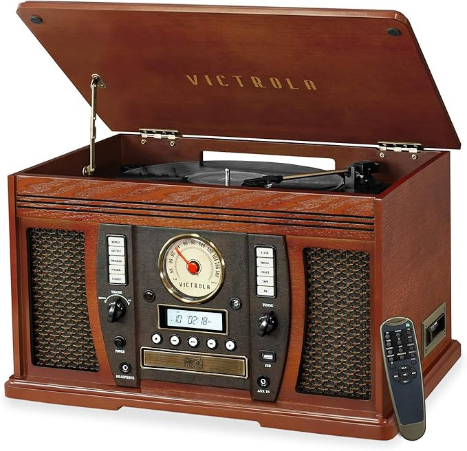 Victrola Aviator 8-in-1 Bluetooth Record Player & Multimedia Center with Built-in Stereo Speakers... | Amazon (US)