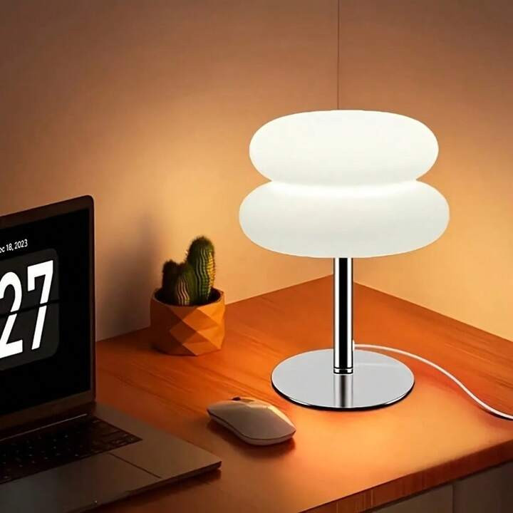 Dual Layer Color Changing Lamp For Bedroom, Orange/White Modern Lamp For Nightstand, Dimmable Bedside Bread Lamp, Home Decor Lighting, Cute Living Room Lamp, Gift | SHEIN