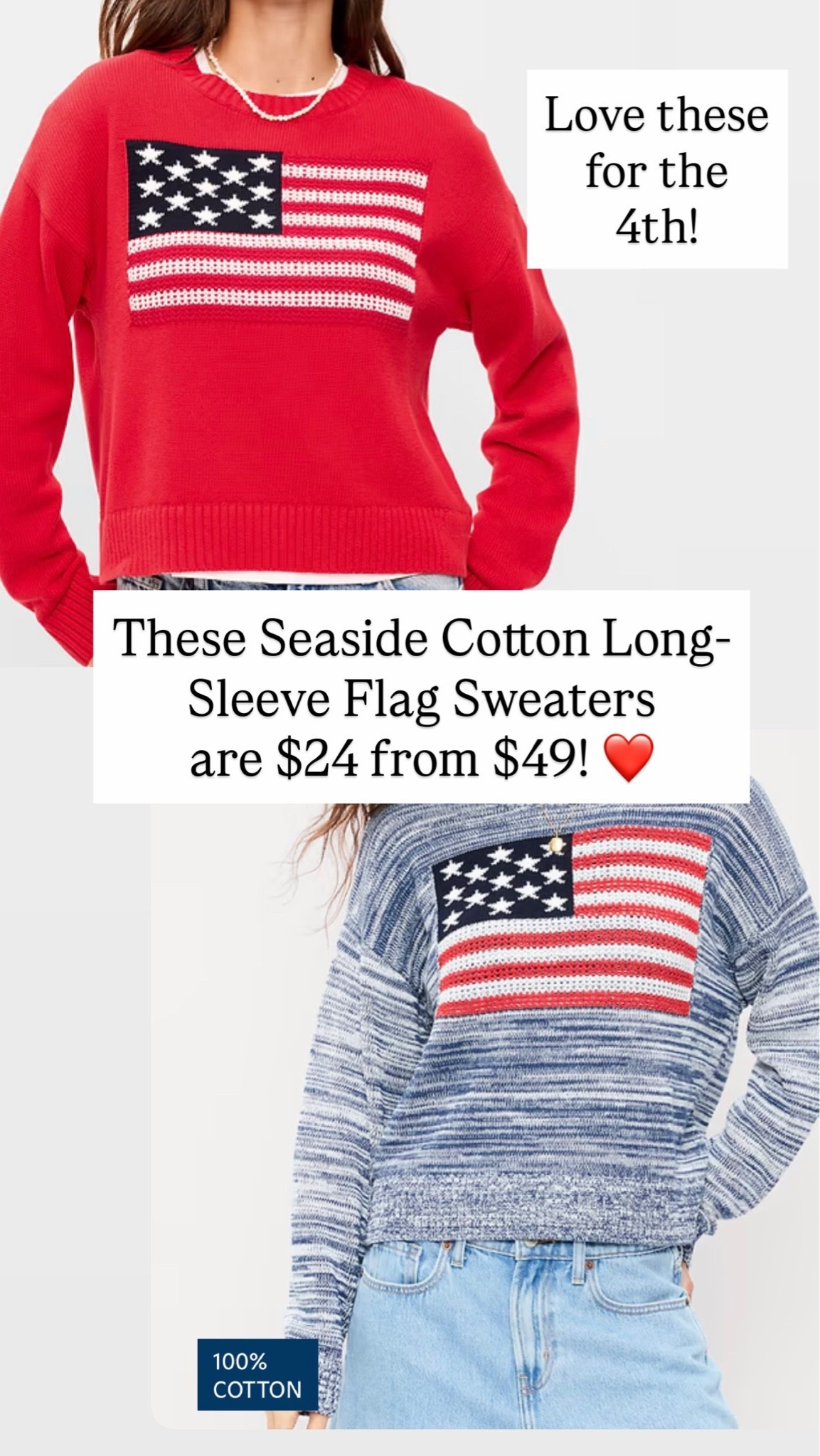 Scoop up these sweaters while they’re on sale! Flag sweaters for women!

#LTKSaleAlert