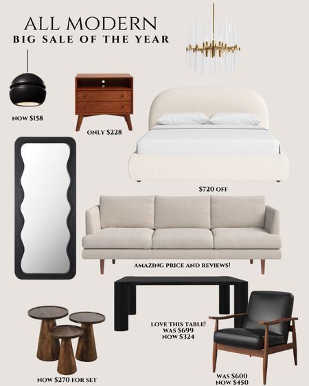 @AllModern Big Sale of the Year is here! Up to 70% off and free shipping on tons of styles! Sale ends 5/6. I’m rounding up a ton of beautiful finds on sale. So make sure to check out my LTK shop for tons of awesome deals!

Modern furniture. Modern bed platform. Modern sectional. Modern coffee table black . Modern accent chairs white. Black console modern. Modern mirror

#allmodernpartner #modernmadesimple 

#LTKhome #LTKsalealert