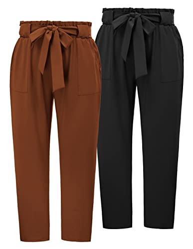 Hanna Nikole Womens Casual High Waist Dress Pants with Bow-Knot Pockets for Work Office 18 Plus | Amazon (US)