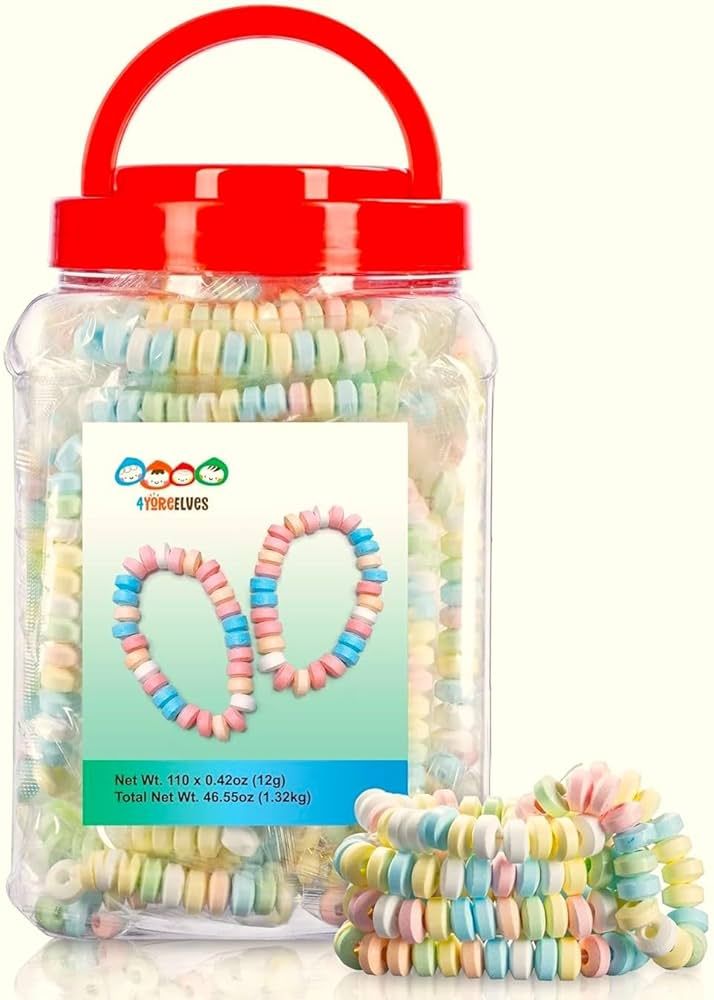 110 Candy Bracelets Individually Wrapped Bulk, Bracelet Candy Jewelry, Pastel Candy for Candy Buf... | Amazon (US)