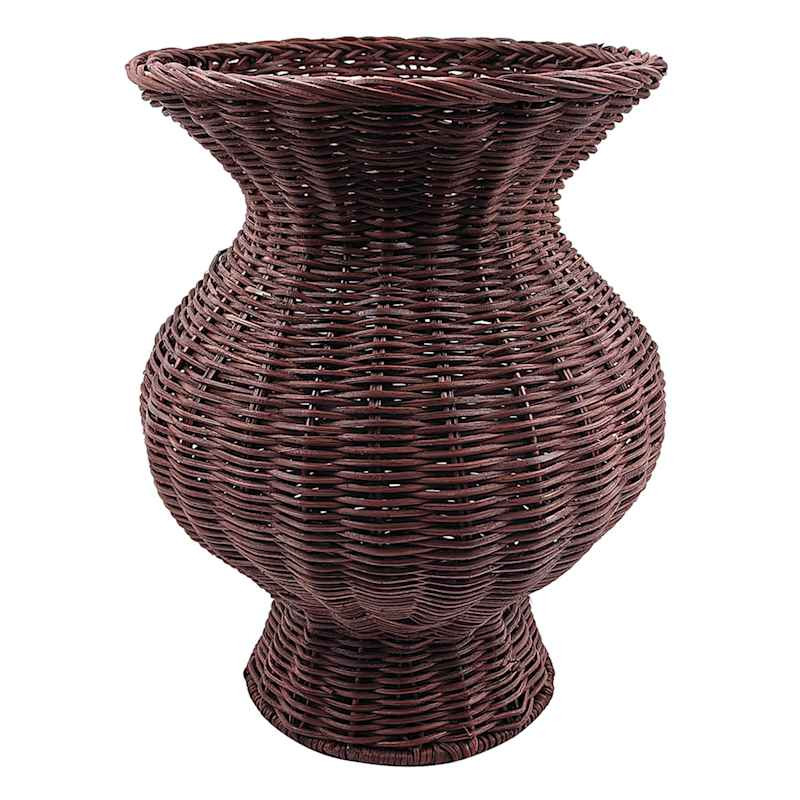 Brown Rattan Flare Vase, 12" | At Home